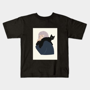 Holding black cat Kids T-Shirt